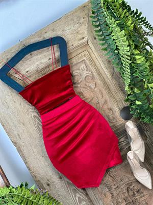 İnci Kadife Kumaş Tasarım Drape Detay Etek 