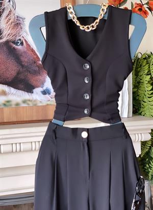 İthal Crep Dokuma Kumaş Düz Renk Cepken Yelek