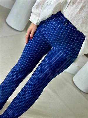 İthal Crep Kumaş Çizgi Desen Toparlayıcı Pantolon