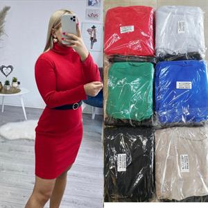 ithal Kaşkorse Kumaş Balıkçı Yaka Deri Kemerli Kırmızı Kalem Elbisemiz