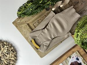 İthal Kaşkorse Kumaş Bluz Detaylı Bej Kalem Elbisemiz