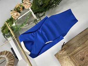 İthal Kaşkorse Kumaş Çapraz Yaka Detaylı Saks Kalem Elbisemiz