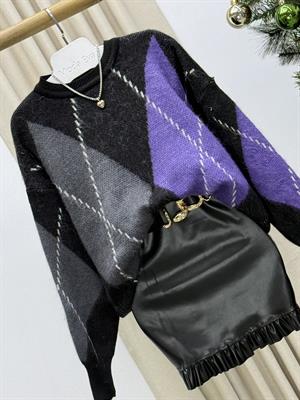 İthal Likralı Deri Fırfır Detaylı Siyah Etek