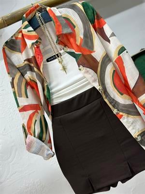 İthal Örme Crep Kumaş Çift Yırtmaçlı Şort Etek