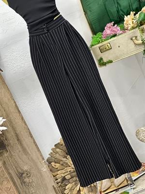 İthal Örme Crep Kumaş Çizgi Desen Palazzo Pantolon