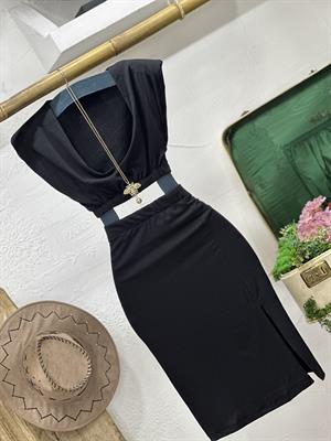 Jakarlı Kumaş Renkli Vatkalı Bluz Etek İkili Takım