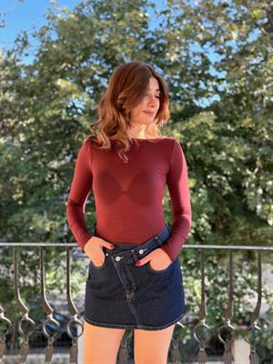 Jean Kumaş Asimetrik Detay Lacivert Mini Etek