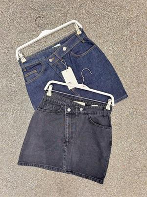 Jean Kumaş Bel Detaylı Etek Mavi