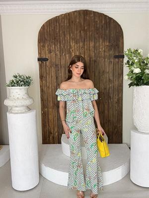 Jenifer Kumaş Renkli Desenli İkili Takım