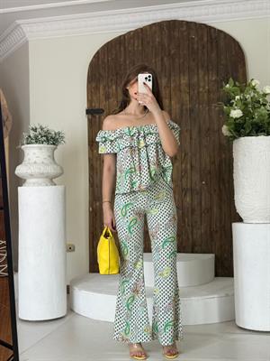 Jenifer Kumaş Renkli Desenli İkili Takım