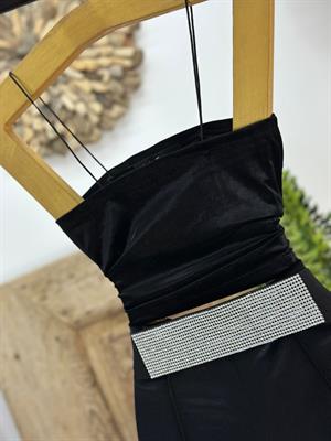 Kadife Kumaş İnce Askılı Basic Crop 