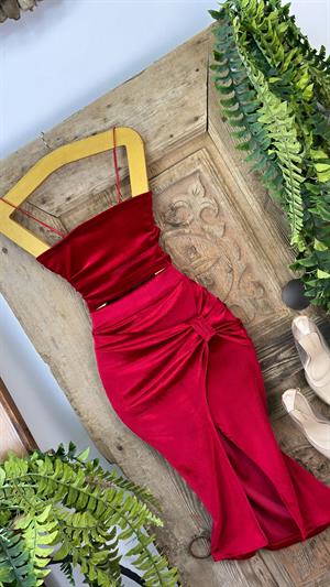 Kadife Kumaş İnce Askılı Basic Crop 