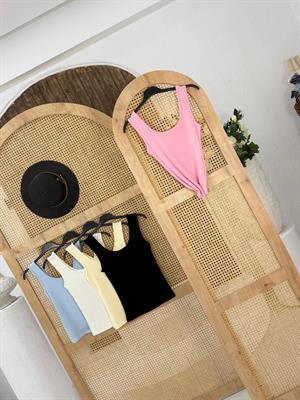 Kalın Askılı Tam Boy Oys Bluz Beyaz