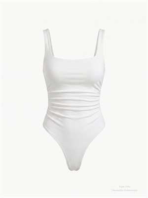 Kare Yaka Bodysuit Beyaz