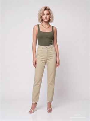 Kare Yaka Bodysuit Haki