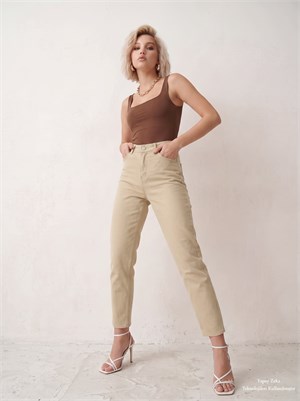 Kare Yaka Bodysuit Kahverengi