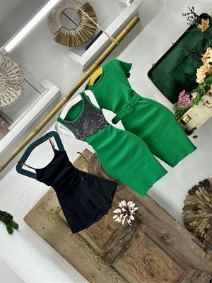 Kaşkorse Kumaş Ayna Payetli Elbise