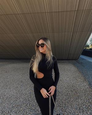 Kaşkorse Kumaş Bel Dekolteli Tasarım Midi Boy Elbise