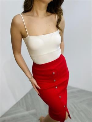 Kaşkorse Kumaş Düğme Detay Kalem Eteğimiz 