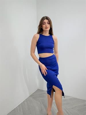 Kaşkorse Kumaş Eteği Yan Yırtmaçlı İkili Takım 