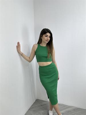 Kaşkorse Kumaş Eteği Yan Yırtmaçlı İkili Takım 