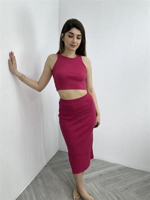 Kaşkorse Kumaş Eteği Yan Yırtmaçlı İkili Takım 