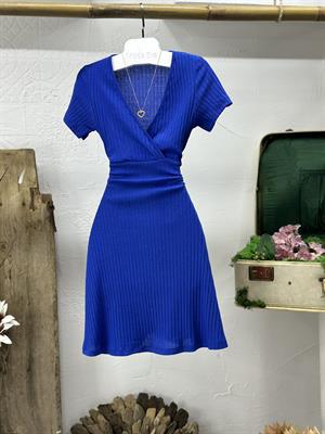 Kaşkorse Kumaş Kruvaze Yaka Kloş Elbise