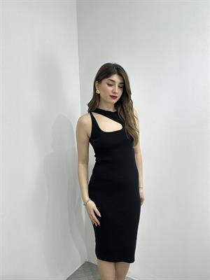 Kaşkorse Kumaş Yaka Detay Kalın Askılı Kalem Elbisemiz 