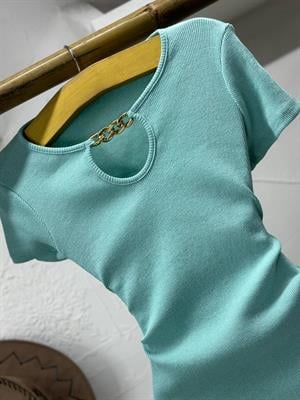 Kaşkorse Kumaş Zincir Detay Kalem Elbise