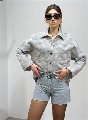 Kendinden Desenli Jean  Tasarım Gömlek