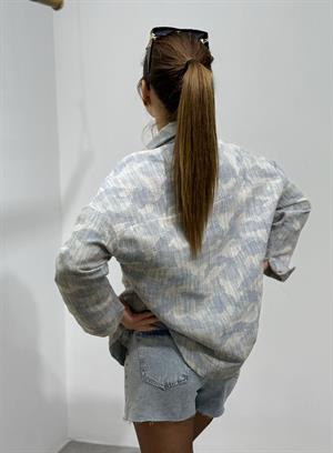 Kendinden Desenli Jean  Tasarım Gömlek