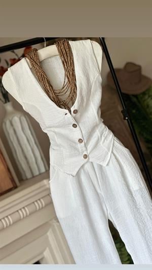 Keten Kumaş Cepken Yelek