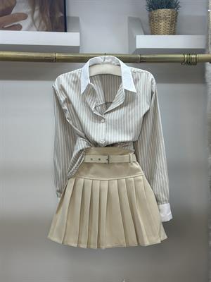 Kol Yaka Manşetli Çizgili Gömlek