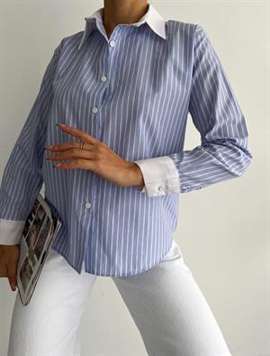 Kol Yaka Manşetli Çizgili Gömlek