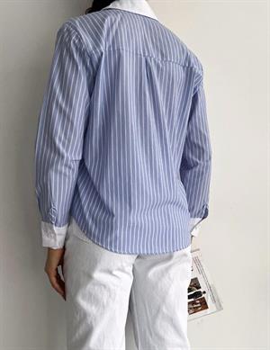 Kol Yaka Manşetli Çizgili Gömlek
