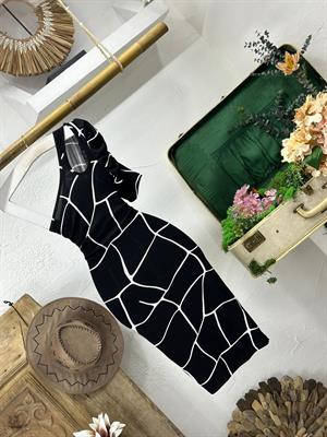 Kristal Pamuk Kumaş Büyük Taş Desenli Tek Kol Kalem  Elbise