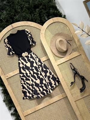 Kristal Pamuk Kumaş Kısa Kol Midi Boy Elbise