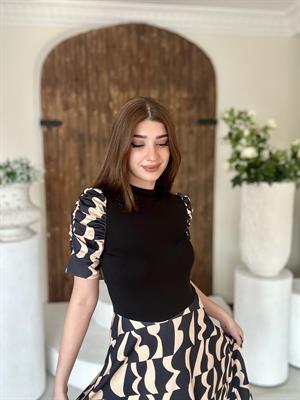 Kristal Pamuk Kumaş Kısa Kol Midi Boy Elbise