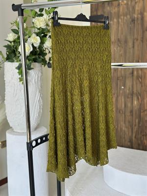 Likralı Dantel Asimetrik Midi Etek