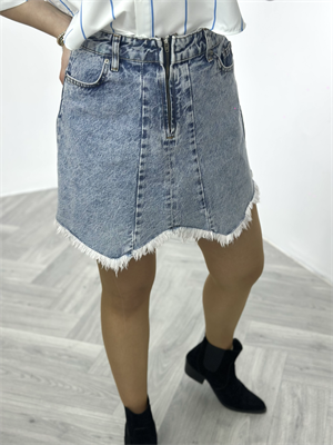 Likralı Jean Kumaş Asimetrik Kesim Etek 