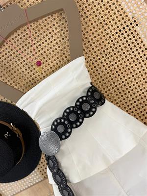 Likralı Jean Kumaş Parçalı Dikim İçi Astarlı Sırtı Lastikli Büstiyer  Kemer Dahil Değildir