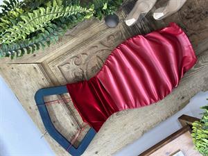 Likralı Pu Deri Drapeli  Kırmızı Etek