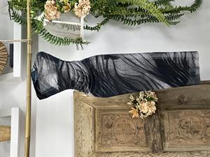 Likralı Tül Kumaş Drapeli Uzun Elbise