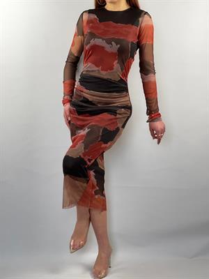 Likralı Tül Kumaş Pelerin Astarlı Kalem Elbisemiz