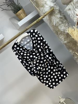 Micro Kumaş Puantiye Desen Anvalop Bağlama Detaylı Elbise