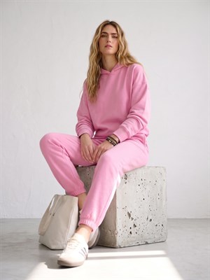 Modal Kumaş Kapişonlu Sweat Joger Alt İkili Pembe Eşofman Takım