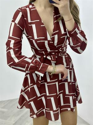 Moss Crep Kumaş Anvalop Elbise Kahverengi