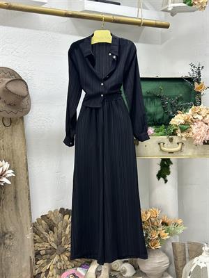 Müslin Keten Kumaş Kısa Gömlekli Pantolonlu İkili Takım 