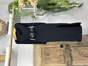 Ottoman Kumaş Toparlayıcı Etkili Damla Yaka Uzun Kollu Maksi Boy Siyah Elbise