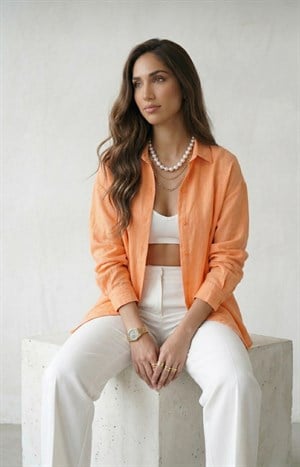 Oversize Flam Gömlek Turuncu